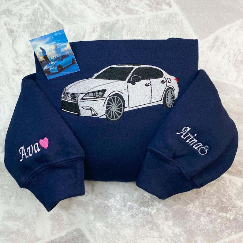 Personalized embroidered custom car with photo shirt - Handmade shirt