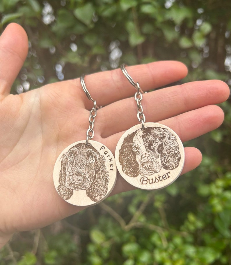 Pet keyring, wooden pet engraved keychain, custom pet gift, Christmas present from dog, cat keyring, animal lover present, Dog mum, dog dad