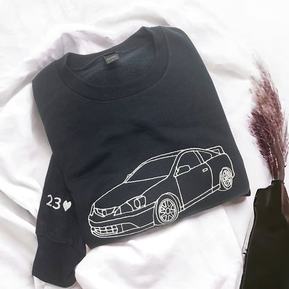 Personalized embroidered custom car with photo shirt - Handmade shirt
