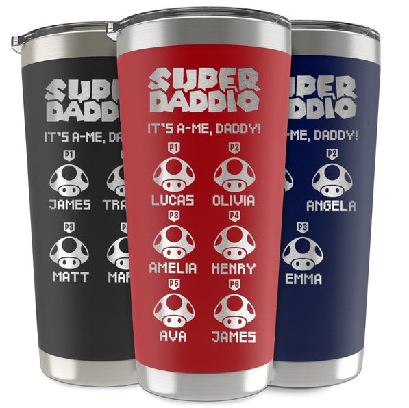 Father's Day Gift, Tumbler for Dad, Super Daddio Tumbler with Kids Names, Personalized Tumblers for Dad, Dad Tumbler, Gifts for Dad