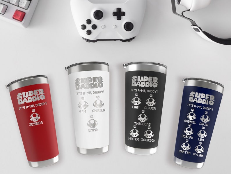Father's Day Gift, Tumbler for Dad, Super Daddio Tumbler with Kids Names, Personalized Tumblers for Dad, Dad Tumbler, Gifts for Dad