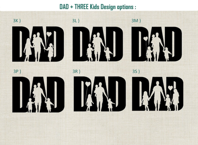 Father's day t-shirt, DAD t-shirt, DAD with kids t-shirt, Cute father's day t-shirt, Dad with children shadow figures