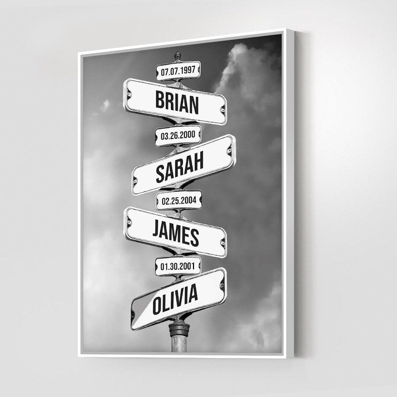 Personalized Family Names Street Sign Date of Birth Canvas, Street Sign Multi-names Canvas Father's Day Gift il_794xN.4958739583_eq8b.jpg