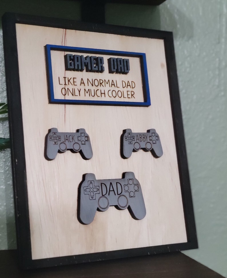 Gamer Dad Wooden Sign | Father's Day Gift | Nerdy Unique Gift | Custom Names and Controllers | Playstation | XBox | Nintendo