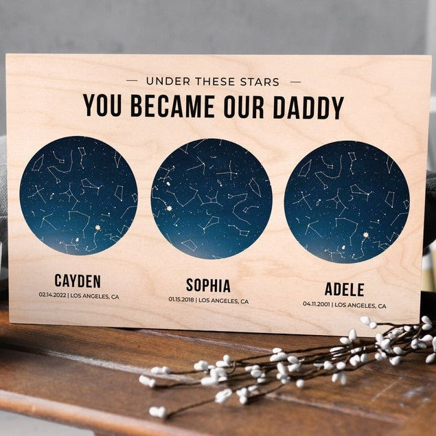 The Night You Became My Daddy Star Map Canvas, Children Gift For Dad, Fathers Day Gift From Kids Son, Gift For Dad From Daughter
