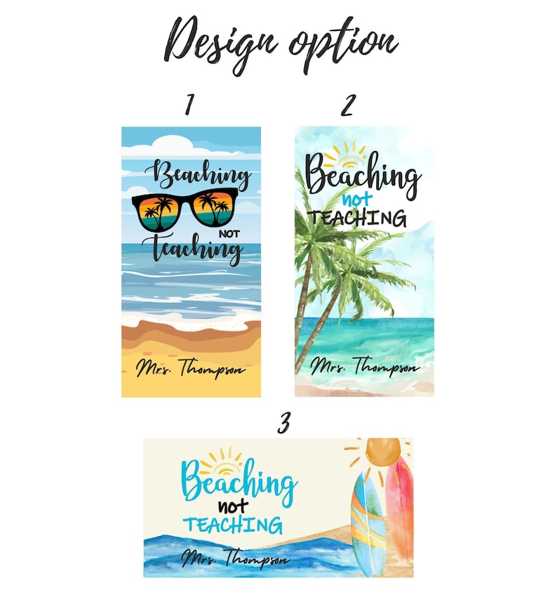 Beaching Not Teaching Towel, Personalized Beach Towel - Beaching Pool Towel, Custom Teacher Gift for Him Her - Ocean Print Towels