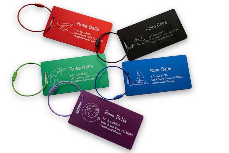 Personalized Metal Luggage Tag, Customized Luggage Tag, Travel Bag ID Tag, Suitcase Tag, Backpack Tag, Gift for Him, Family travel, big logo