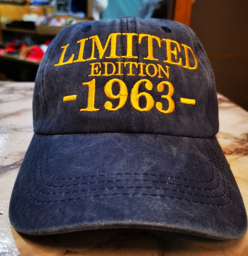 Custom Happy Birthday 50th 60th 70th 80th 90th Limited Edition Mum Dad Cotton Twill Personalised Cap 1945 1955 1965 Grandpa Grandma Gift Hat
