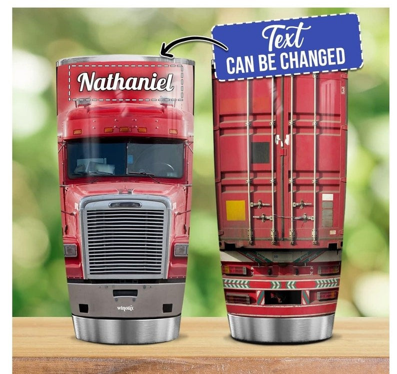 Personalized Trucker Tumbler, Custom Name Truck Tumbler, Engraved Trucker Travel Tumbler, Trucker Gifts For Men, Gift for Dad, son, Husband