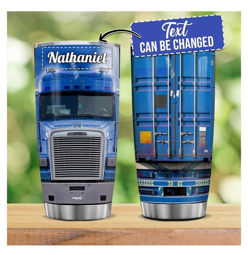 Personalized Trucker Tumbler, Custom Name Truck Tumbler, Engraved Trucker Travel Tumbler, Trucker Gifts For Men, Gift for Dad, son, Husband