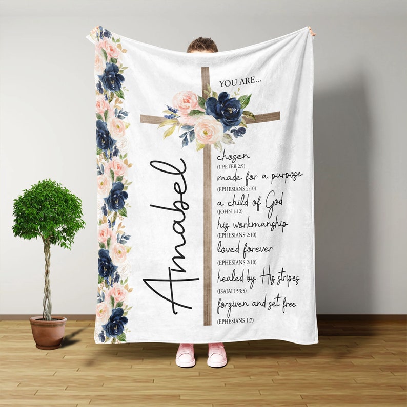 Personalized Blanket, Bible Verse Blanket, Inspirational Gifts For Women, Christian Gifts, Jesus Lover Gifts, Throw Blanket, Gifts For Her
