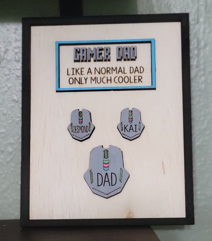 Gamer Dad Wooden Sign | Father's Day Gift | Nerdy Unique Gift | Custom Names and Controllers | Playstation | XBox | Nintendo