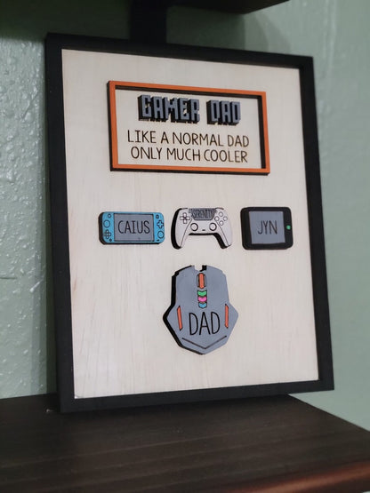 Gamer Dad Wooden Sign | Father's Day Gift | Nerdy Unique Gift | Custom Names and Controllers | Playstation | XBox | Nintendo