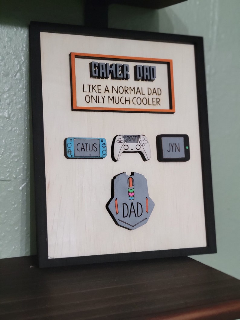 Gamer Dad Wooden Sign | Father's Day Gift | Nerdy Unique Gift | Custom Names and Controllers | Playstation | XBox | Nintendo