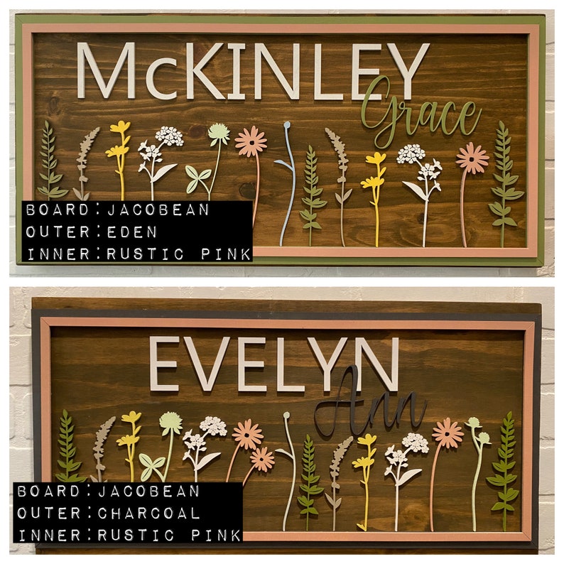 Wildflowers Nursery Sign personalized, Wood Name sign for Nursery