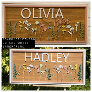Wildflowers Nursery Sign personalized, Wood Name sign for Nursery