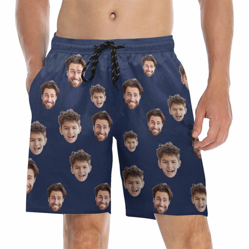 Custom Photo Beach Shorts, Father and son Swim Trunks, Kid's Beach Shorts, Photo Bathing Suit, Swim Trunks Boys, Father's Day Gifts