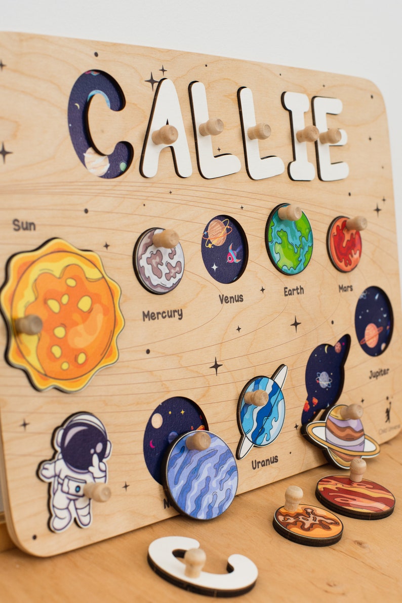 Name Puzzle Board, Forest Animal Puzzle, Baby Gift Personalized, Toddler Toys 1, 2, 3 Year Old, Birthday Gift for Kids, Woodland Nursery