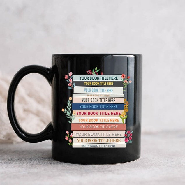 Custom Favorites Bookshelf Mug, Custom Book Art Mug, Librarian Mug, Custom Reader Shirt, Book Lover Gift