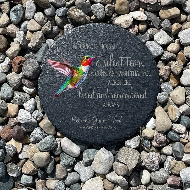 A Silent Tear Memorial Garden Stone, Sympathy Gift, Slate Grave Marker, Keepsake, Remembrance, Bereavement Gift, Loss of a Loved One