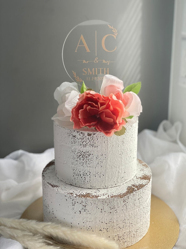 Custom Wedding Cake Topper Acrylic Wedding Cake Topper with Date Personalized Cake Topper for Wedding Custom Name Cake Topper Sign Wedding
