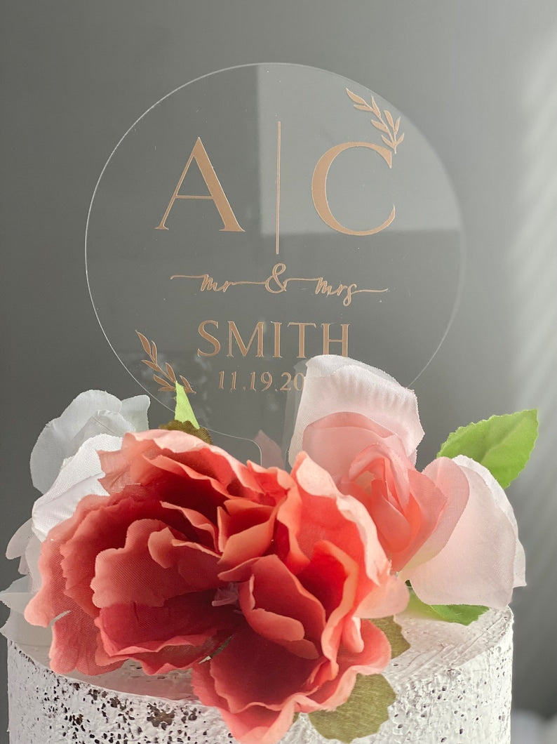 Custom Wedding Cake Topper Acrylic Wedding Cake Topper with Date Personalized Cake Topper for Wedding Custom Name Cake Topper Sign Wedding