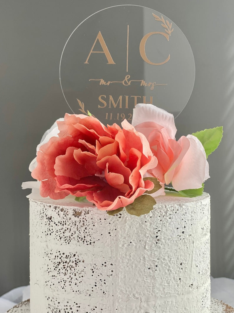 Custom Wedding Cake Topper Acrylic Wedding Cake Topper with Date Personalized Cake Topper for Wedding Custom Name Cake Topper Sign Wedding