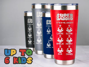 Father's Day Gift, Tumbler for Dad, Super Daddio Tumbler with Kids Names, Personalized Tumblers for Dad, Dad Tumbler, Gifts for Dad