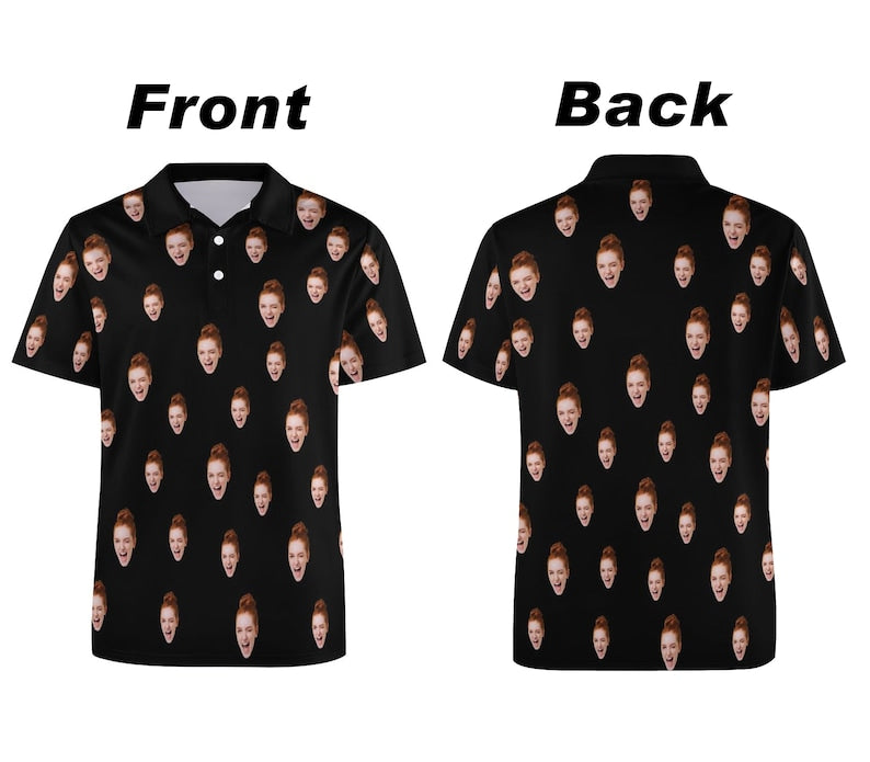 Custom Polo Shirt for Men Personalized Short Sleeve Golf Shirt with Picture Logo Face Dog Photo Printed Polo Shirt Custom Pet Photo Polos