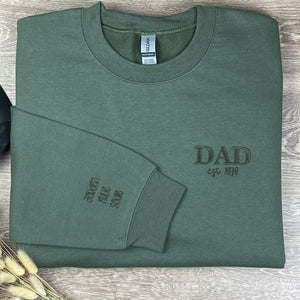 Personalized Embroidered Dad Est Sweatshirt With Kids Names on Sleeve, Personalized Dad Gift, Gift For New Dad, Father's Day Gift, Dad To Be Gift