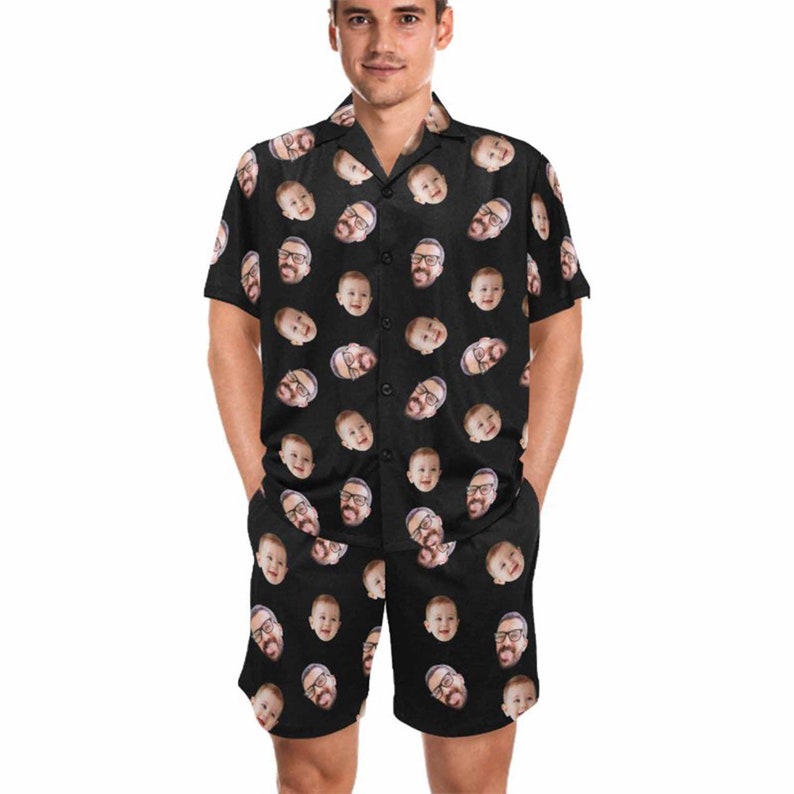 Face Pajamas.Family Pajamas Set,Women Short Sleeve Pajama,Couple Pajamas set,Custom Pajamas with Photo,Personalized Pajamas,Birthday Gifts