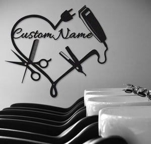 Personalized Hair Salon Metal Sign,Hairstylist Gift,Custom Salon Wall Decor,Salon Welcome Sign,Custom Door Hanger,Beauty Salon Wall Art