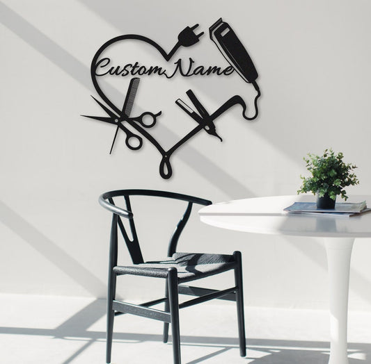 Personalized Hair Salon Metal Sign,Hairstylist Gift,Custom Salon Wall Decor,Salon Welcome Sign,Custom Door Hanger,Beauty Salon Wall Art