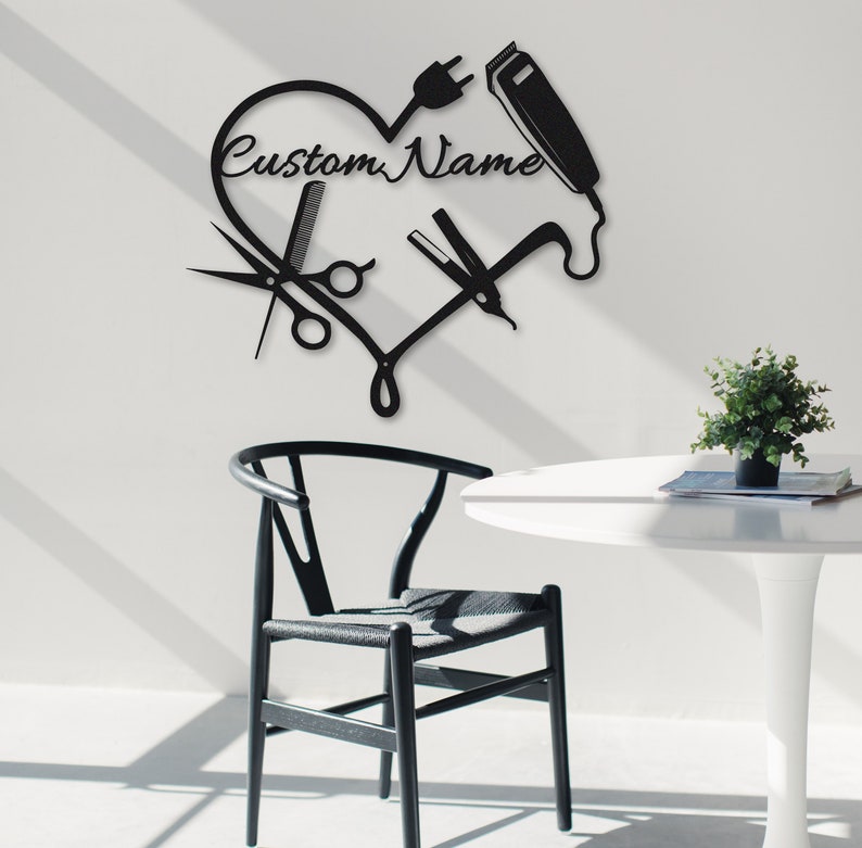 Personalized Hair Salon Metal Sign,Hairstylist Gift,Custom Salon Wall Decor,Salon Welcome Sign,Custom Door Hanger,Beauty Salon Wall Art