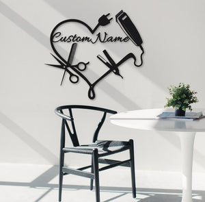 Personalized Hair Salon Metal Sign,Hairstylist Gift,Custom Salon Wall Decor,Salon Welcome Sign,Custom Door Hanger,Beauty Salon Wall Art