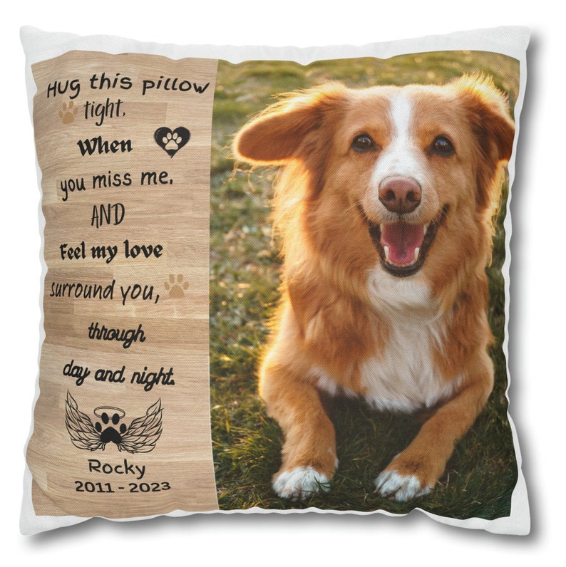 Pet Loss Gift For Dog Owner, Personalized Pet Memorial Gift For Dog Mom Memory Photo Pillow Sympathy Gift For Dog Dad Custom Present