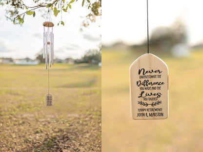 Personalized Wind Chimes Gift - Retirement Gift Chime - Teacher Gift - Personalized Gift - Coworker Gift - Happy Retirement Retiree