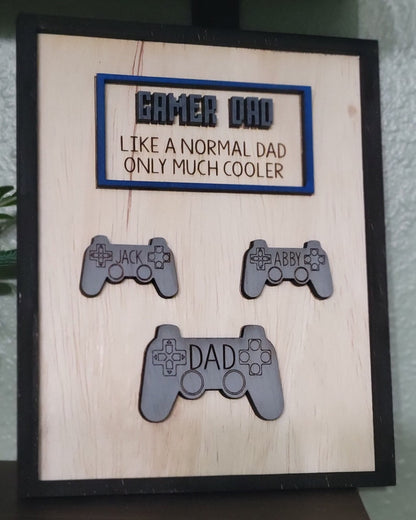 Gamer Dad Wooden Sign | Father's Day Gift | Nerdy Unique Gift | Custom Names and Controllers | Playstation | XBox | Nintendo