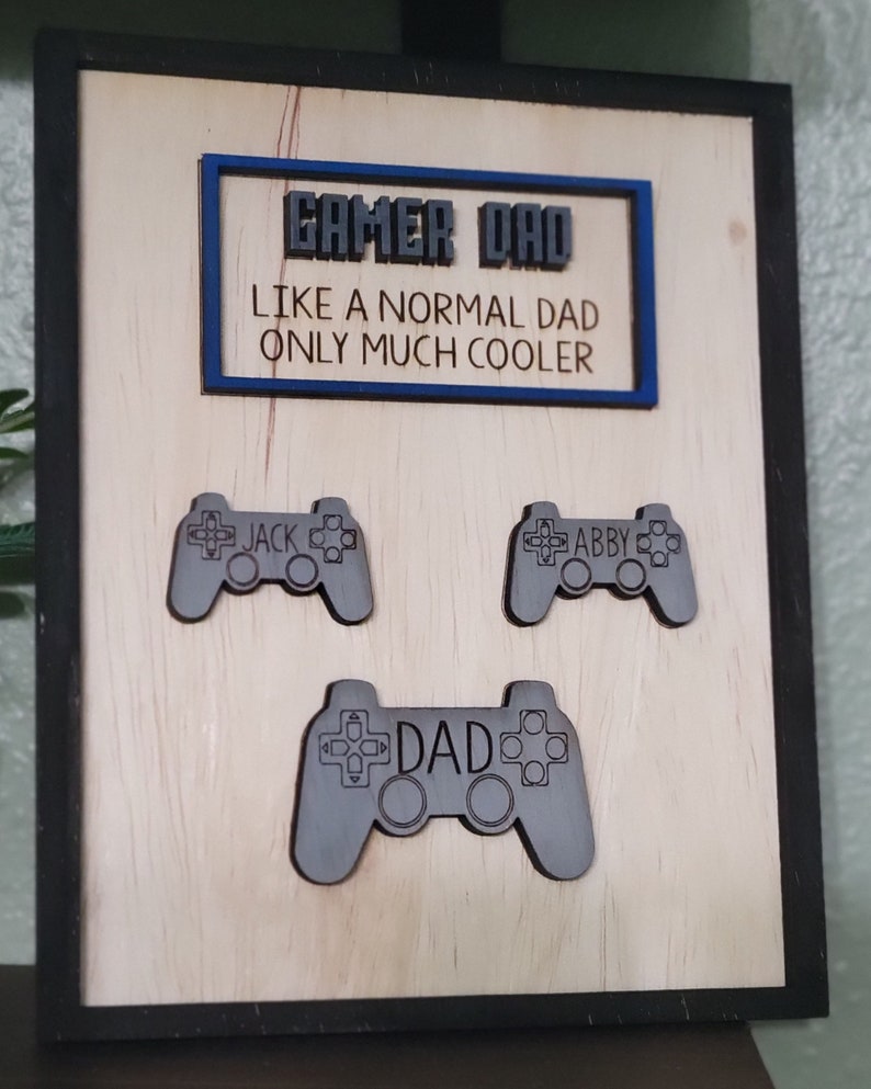 Gamer Dad Wooden Sign | Father's Day Gift | Nerdy Unique Gift | Custom Names and Controllers | Playstation | XBox | Nintendo