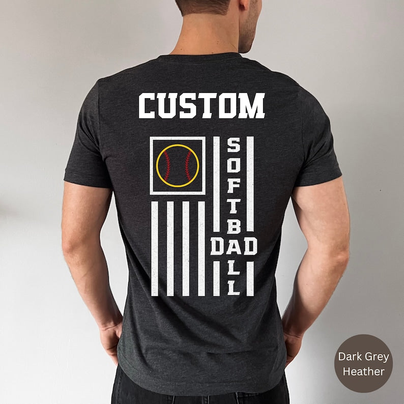 Custom Softball Shirt For Dad, Personalized T-Shirt For Coach Gift For Husband Game Day Tee For Men, Fathers Day Tshirt for Sports Dad Idea
