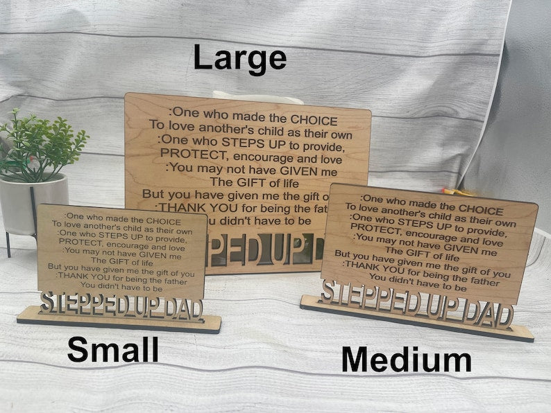 Definition of Stepped Up Dad - Wood Standing Sign Plaque - Step Dad Gift - Father's Day Gift