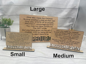 Definition of Stepped Up Dad - Wood Standing Sign Plaque - Step Dad Gift - Father's Day Gift