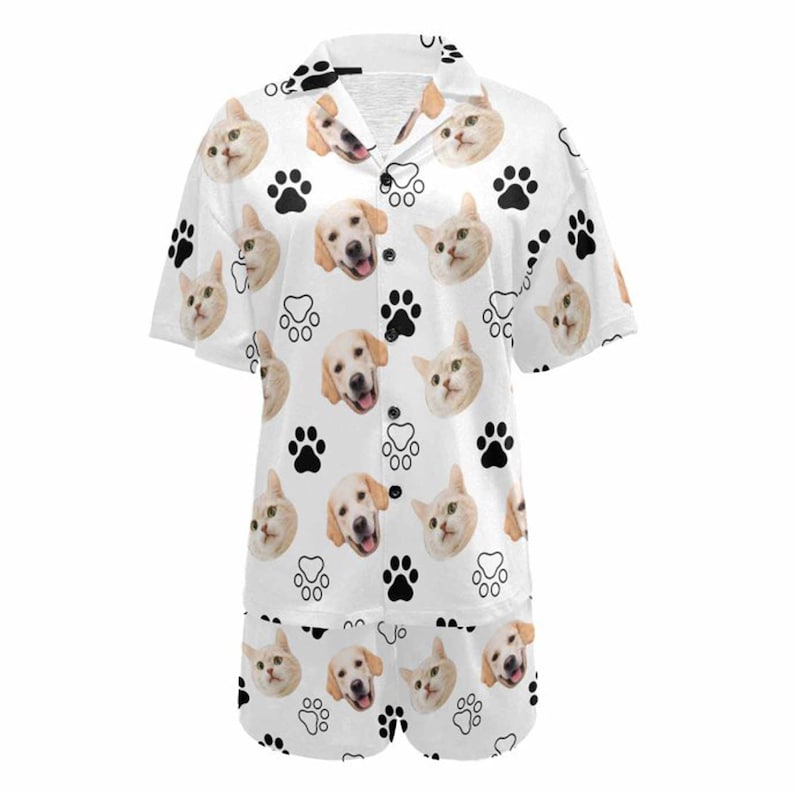 Personalized Dog Face Pajamas,Custom Women's Pajama Set,Faces Short Pajama,Custom Pajamas,Dog Paw Pajamas,DogDad Pjs,Birthday/Pet Lover Gift
