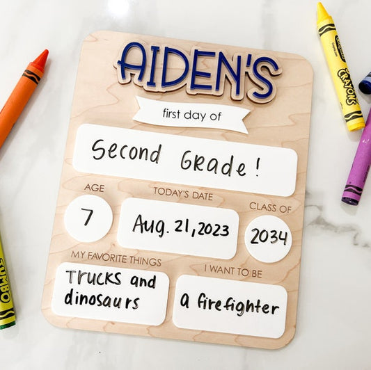 My First Day of School Sign, Back to School Board, Last Day of School, Personalized Photo Prop, Reusable Sign, Sign for School Pictures