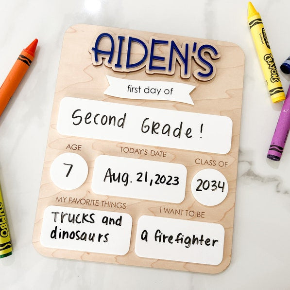 My First Day of School Sign, Back to School Board, Last Day of School, Personalized Photo Prop, Reusable Sign, Sign for School Pictures