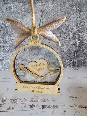 First Christmas Married Ornament Personalized First year Married Ornament, Christmas Tree Ornaments, Wedding Gift