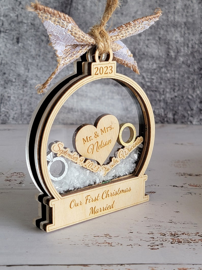 First Christmas Married Ornament Personalized First year Married Ornament, Christmas Tree Ornaments, Wedding Gift