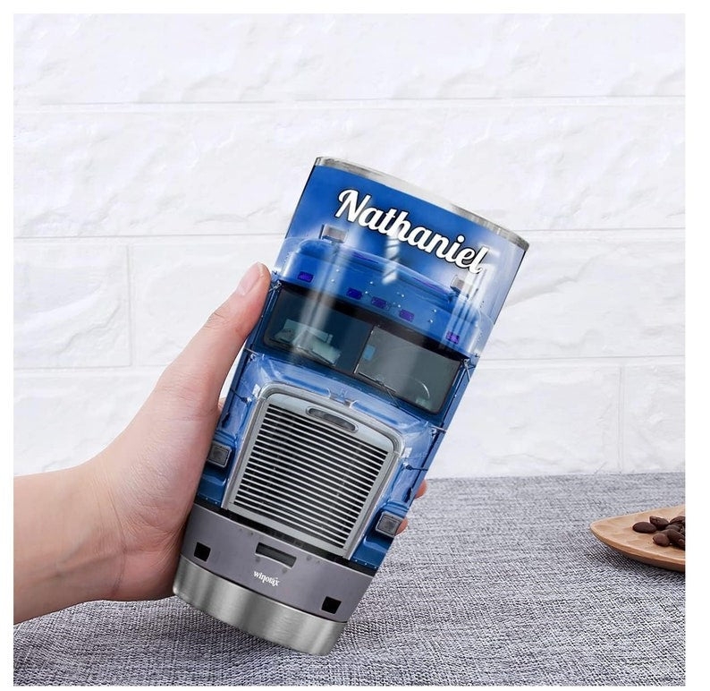 Personalized Trucker Tumbler, Custom Name Truck Tumbler, Engraved Trucker Travel Tumbler, Trucker Gifts For Men, Gift for Dad, son, Husband