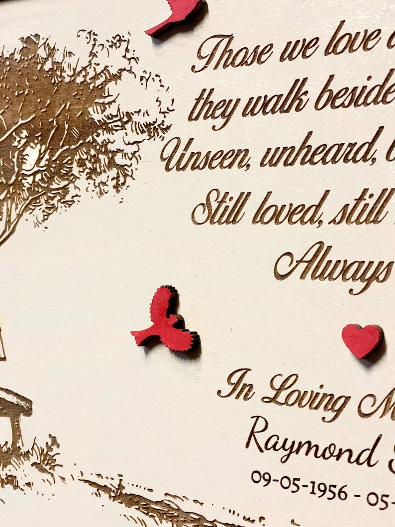 Wood Cardinal Memorial Plaque Personalized Bereavement Gift, Sympathy Gift, Custom Memorial Wall Decor, Loss of Loved One Gift, In Memory