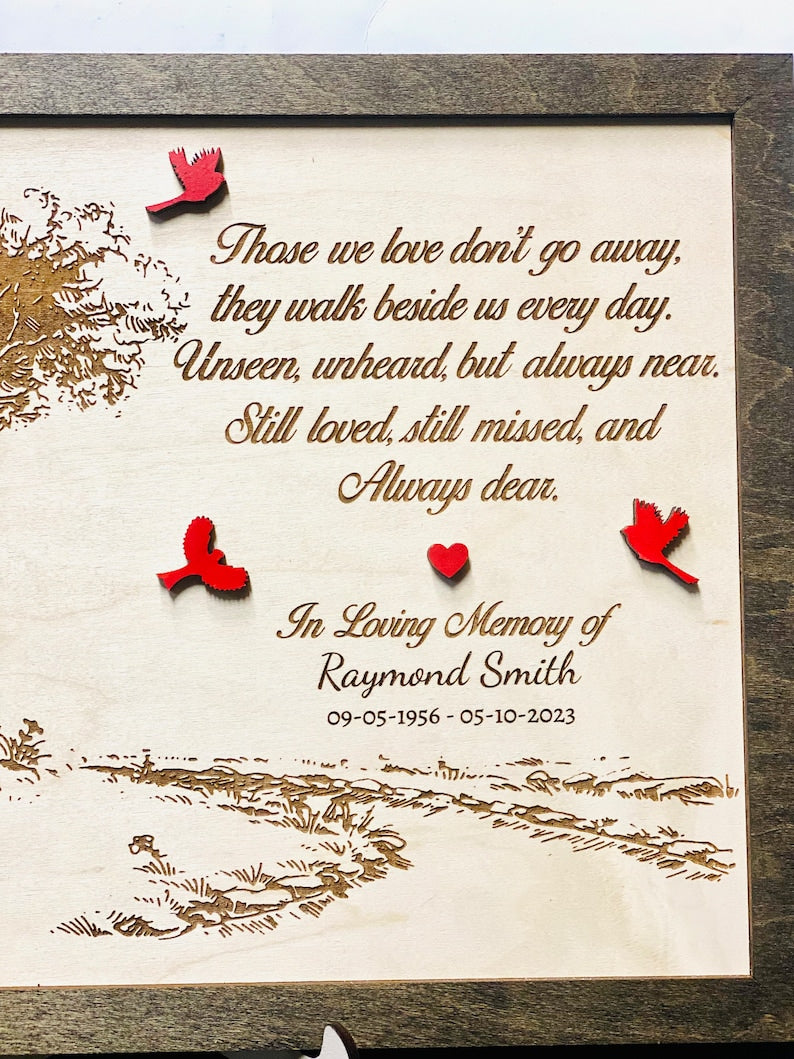 Wood Cardinal Memorial Plaque Personalized Bereavement Gift, Sympathy Gift, Custom Memorial Wall Decor, Loss of Loved One Gift, In Memory